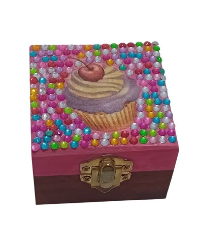Ξύλινη μπιζουτιέρα μικρή cupcake