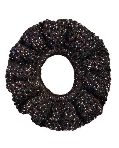 Black Metallic Knit Scrunchie