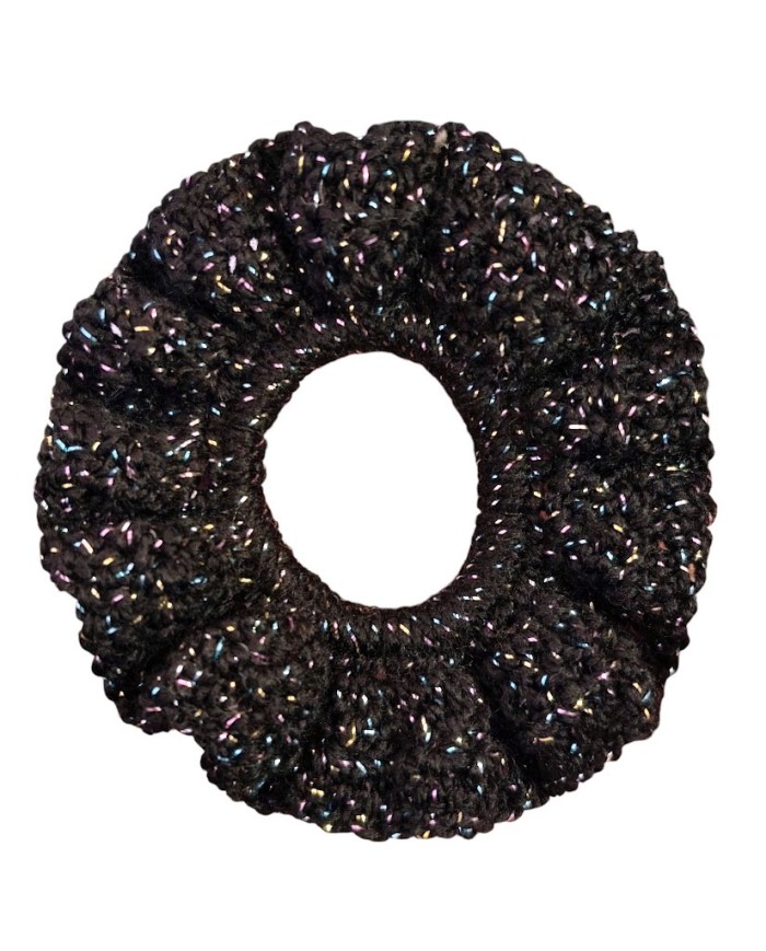 Black Metallic Knit Scrunchie