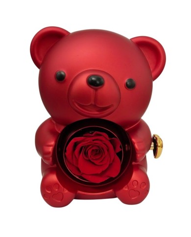 Κοσμηματοθήκη αρκουδάκι με forever rose αληθινό τριαντάφυλλο