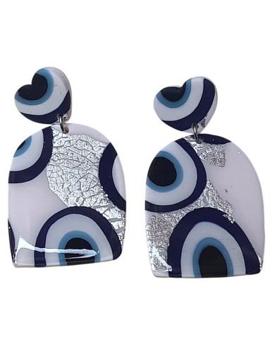 Σκουλαρίκια evil eye white glass