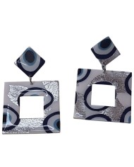 Σκουλαρίκια evil eye white glass