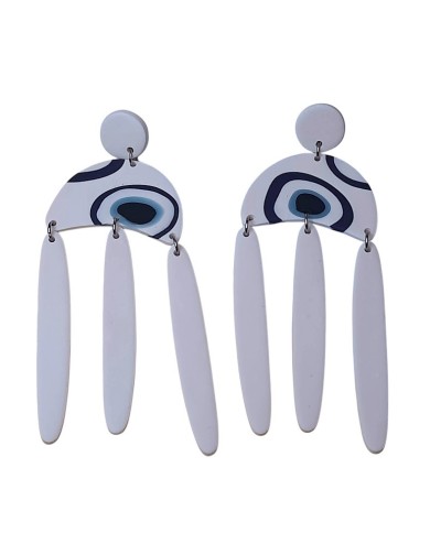 Σκουλαρίκια evil eye white