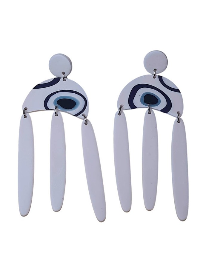 Σκουλαρίκια evil eye white
