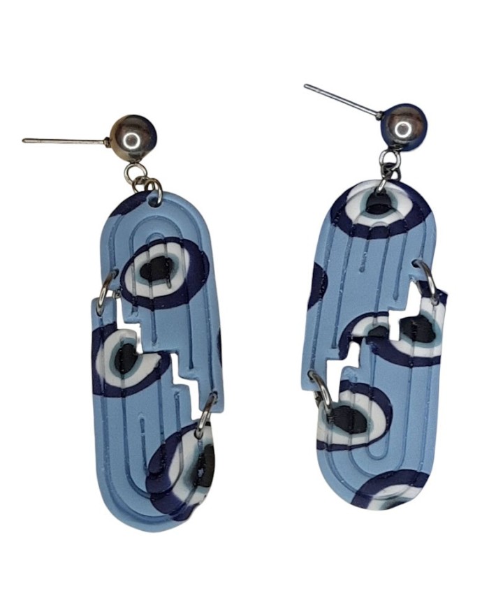 Σκουλαρίκια evil eye dusty blue