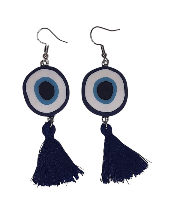 Σκουλαρίκια evil eye φουντίτσες