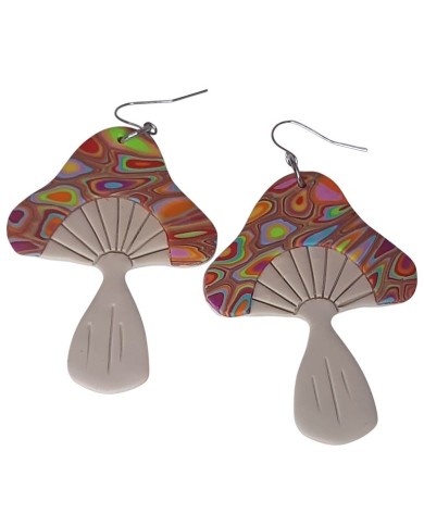 Σκουλαρίκια rainbow mokume μανιτάρια