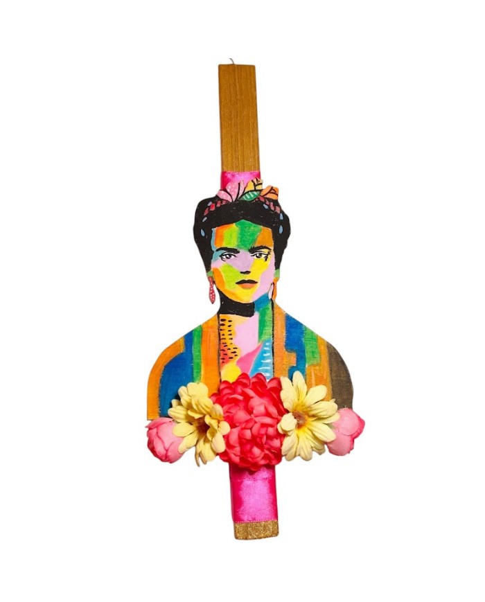 Λαμπάδα Frida Kahlo με λουλούδια