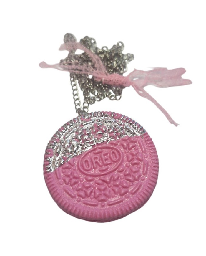 Κολιέ μπισκότο τύπου Oreo pink