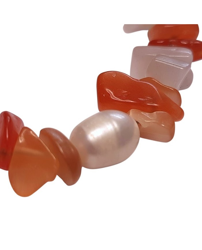 Βραχιόλι χαλαζίας & μάτι γάτας με μαργαριτάρι