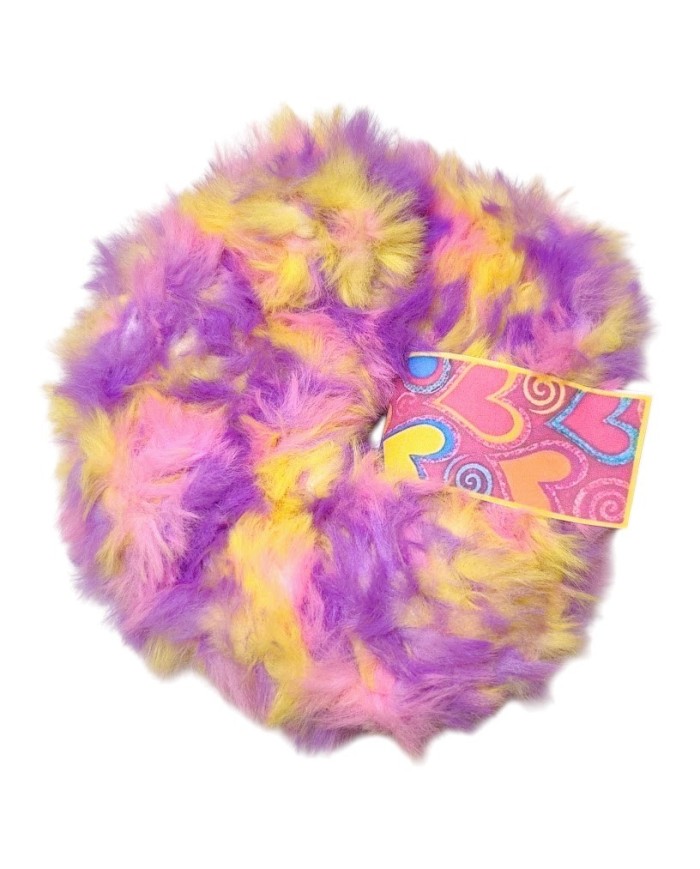 Γούνινο Scrunchie γίγας μωβ κίτρινο