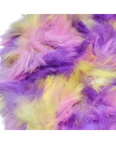 Γούνινο Scrunchie γίγας μωβ κίτρινο