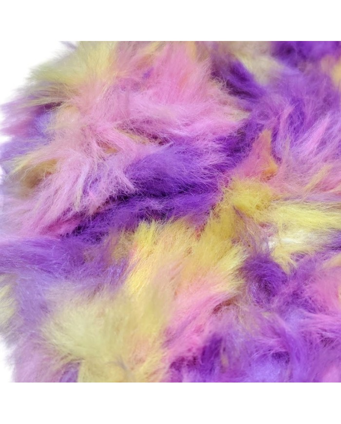 Γούνινο Scrunchie γίγας μωβ κίτρινο