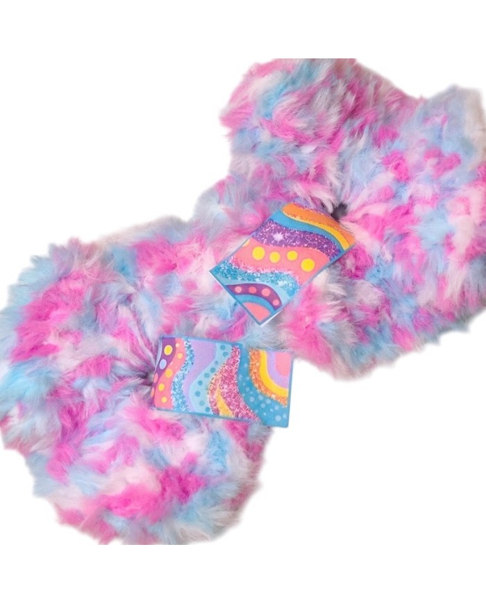 Γούνινο Scrunchie γίγας φουξια γαλάζιο