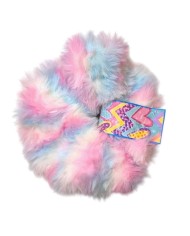 Γούνινο Scrunchie γίγας παλ ροζ γαλάζιο