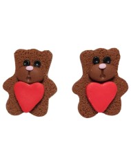 Καρφωτά σκουλαρίκια teddy bears heart