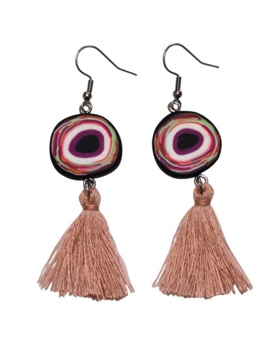 Σκουλαρίκια evil eye pink