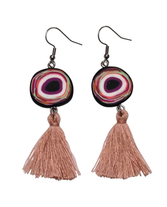 Σκουλαρίκια evil eye pink