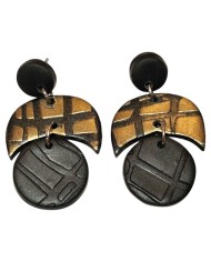 Σκουλαρίκια Black & Gold Mosaic