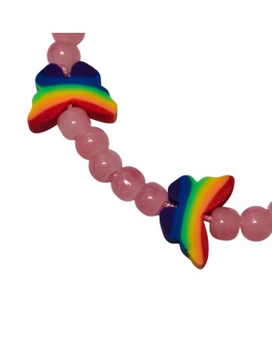 Βραχιόλι ροζ με Pride πεταλούδες