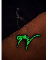 Κολιέ glow in the dark γάτα σκελετός