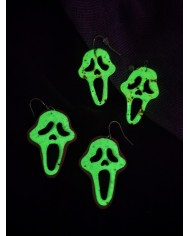 Σκουλαρίκια scream ροζ Glow in the dark