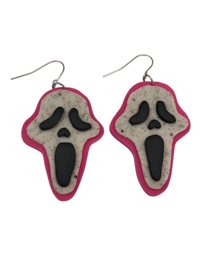 Σκουλαρίκια scream ροζ Glow in the dark