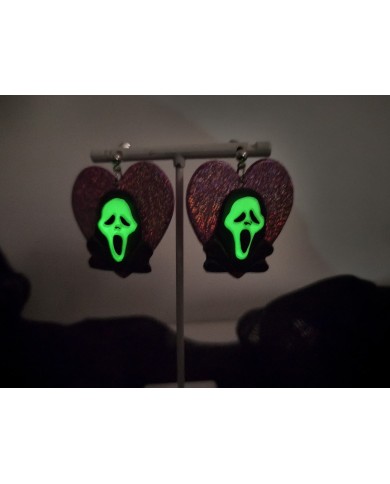 Σκουλαρίκια scream glitter Glow in the dark