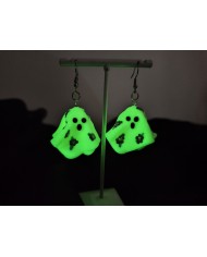 Σκουλαρίκια 3d φαντάσματα φλοράλ Glow in the dark