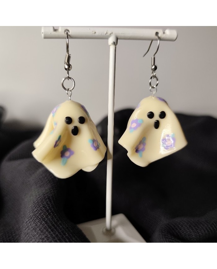 Σκουλαρίκια 3d φαντάσματα φλοράλ Glow in the dark