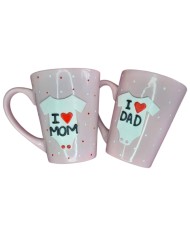 Τρισδιάστατο σετ κούπες "i love mom & dad"